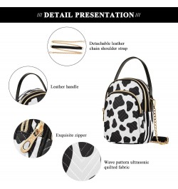 Black White Cow Print Small Chain Crossbody Travel Bag Handbag Cell Phone Purse for Women $9.68 Crossbody Bags