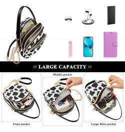 Black White Cow Print Small Chain Crossbody Travel Bag Handbag Cell Phone Purse for Women $9.68 Crossbody Bags