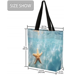 Large-Mouth Canvas Tote with Vibrant Ocean & Starfish Prints $12.41 Totes