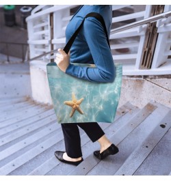 Large-Mouth Canvas Tote with Vibrant Ocean & Starfish Prints $12.41 Totes