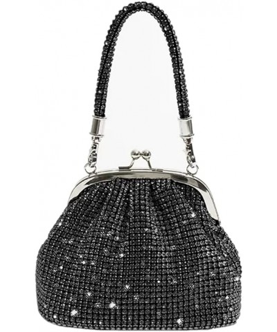 Women Full Diamonds Bucket Handbag Rhinestone Clutch Purse Evening Clutch for Women Party Prom Cocktail Wedding Black E $19.9...