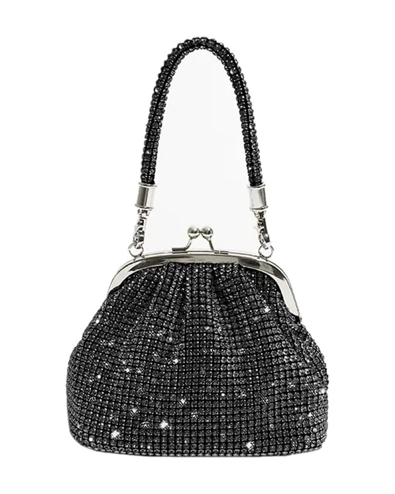 Women Full Diamonds Bucket Handbag Rhinestone Clutch Purse Evening Clutch for Women Party Prom Cocktail Wedding Black E $19.9...