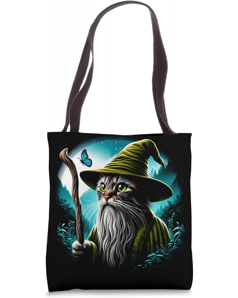 Cute Catdalf Graphic Magic Wizard Kitten Funny Animal Lover Tote Bag $17.39 Totes