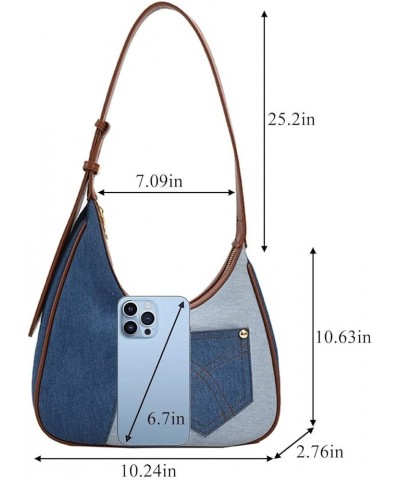 Women Large Denim Bag, Trendy Jean Purses for Women Y2K Denim Shoulder Bag Hobo Purses Handbags Light Blue $17.75 Crossbody Bags