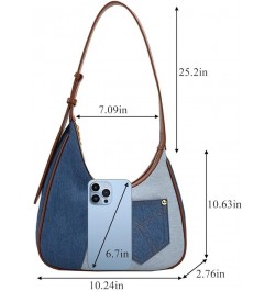 Women Large Denim Bag, Trendy Jean Purses for Women Y2K Denim Shoulder Bag Hobo Purses Handbags Light Blue $17.75 Crossbody Bags