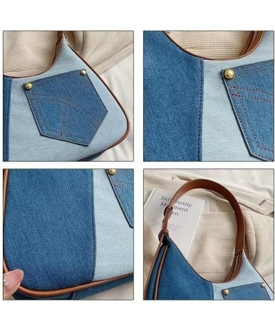 Women Large Denim Bag, Trendy Jean Purses for Women Y2K Denim Shoulder Bag Hobo Purses Handbags Light Blue $17.75 Crossbody Bags