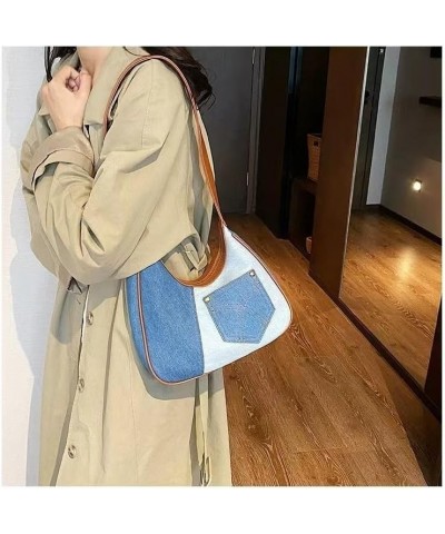 Women Large Denim Bag, Trendy Jean Purses for Women Y2K Denim Shoulder Bag Hobo Purses Handbags Light Blue $17.75 Crossbody Bags