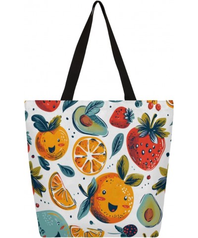 Vibrant Floral Fruit Canvas Handbag - Lightweight & Sturdy for Casual Days $10.58 Totes