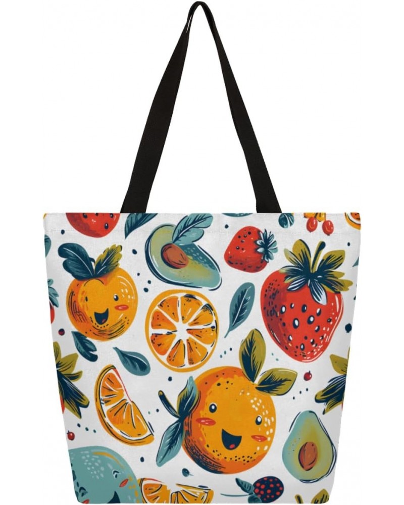 Vibrant Floral Fruit Canvas Handbag - Lightweight & Sturdy for Casual Days $10.58 Totes