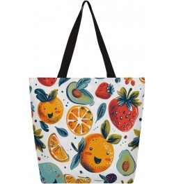 Vibrant Floral Fruit Canvas Handbag - Lightweight & Sturdy for Casual Days $10.58 Totes