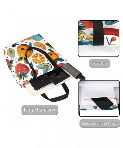 Vibrant Floral Fruit Canvas Handbag - Lightweight & Sturdy for Casual Days $10.58 Totes