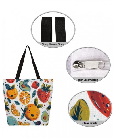 Vibrant Floral Fruit Canvas Handbag - Lightweight & Sturdy for Casual Days $10.58 Totes