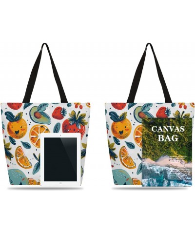 Vibrant Floral Fruit Canvas Handbag - Lightweight & Sturdy for Casual Days $10.58 Totes