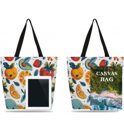 Vibrant Floral Fruit Canvas Handbag - Lightweight & Sturdy for Casual Days $10.58 Totes