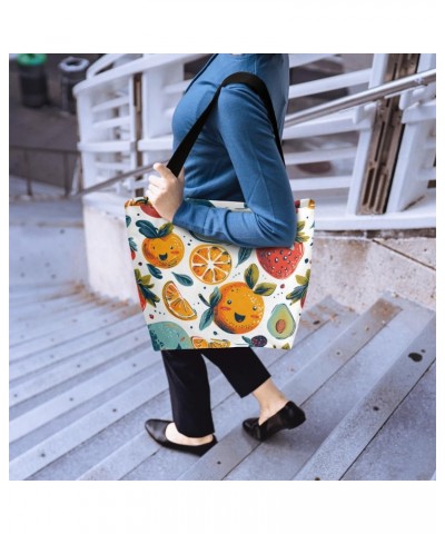 Vibrant Floral Fruit Canvas Handbag - Lightweight & Sturdy for Casual Days $10.58 Totes