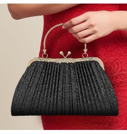 Evening Bag Party Clutches,Glitter Clutch Pleated Wedding Bag,Cocktail Prom Handbags Prom Purse Handbag for women. Black $13....