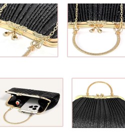 Evening Bag Party Clutches,Glitter Clutch Pleated Wedding Bag,Cocktail Prom Handbags Prom Purse Handbag for women. Black $13....