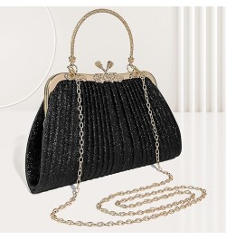 Evening Bag Party Clutches,Glitter Clutch Pleated Wedding Bag,Cocktail Prom Handbags Prom Purse Handbag for women. Black $13....