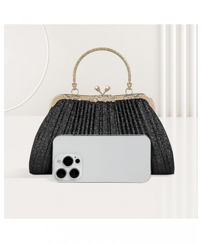 Evening Bag Party Clutches,Glitter Clutch Pleated Wedding Bag,Cocktail Prom Handbags Prom Purse Handbag for women. Black $13....