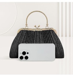 Evening Bag Party Clutches,Glitter Clutch Pleated Wedding Bag,Cocktail Prom Handbags Prom Purse Handbag for women. Black $13....