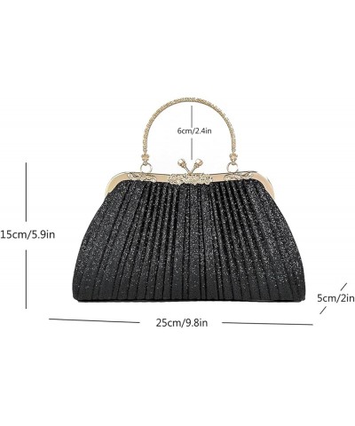 Evening Bag Party Clutches,Glitter Clutch Pleated Wedding Bag,Cocktail Prom Handbags Prom Purse Handbag for women. Black $13....