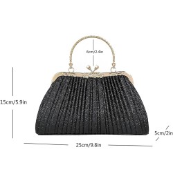 Evening Bag Party Clutches,Glitter Clutch Pleated Wedding Bag,Cocktail Prom Handbags Prom Purse Handbag for women. Black $13....