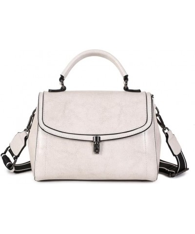 Lady's crossbody bag, leather handbag, simple, high-end and versatile White $34.21 Crossbody Bags