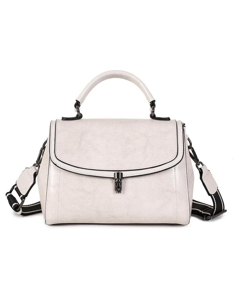 Lady's crossbody bag, leather handbag, simple, high-end and versatile White $34.21 Crossbody Bags