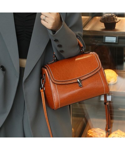 Lady's crossbody bag, leather handbag, simple, high-end and versatile White $34.21 Crossbody Bags