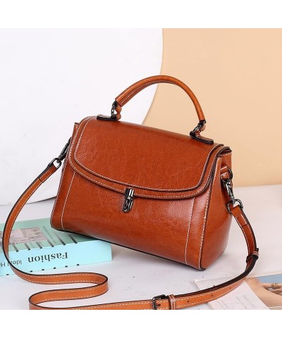 Lady's crossbody bag, leather handbag, simple, high-end and versatile White $34.21 Crossbody Bags