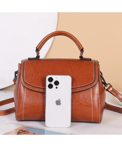 Lady's crossbody bag, leather handbag, simple, high-end and versatile White $34.21 Crossbody Bags