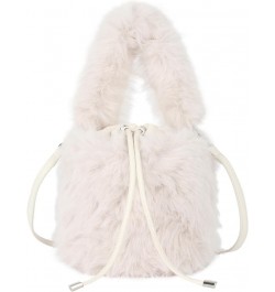 Women Faux Fur Winter Fashion Shoulder Bag Barrel Shape Drawstring Satchel Purse A-white $19.13 Totes