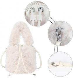 Women Faux Fur Winter Fashion Shoulder Bag Barrel Shape Drawstring Satchel Purse A-white $19.13 Totes