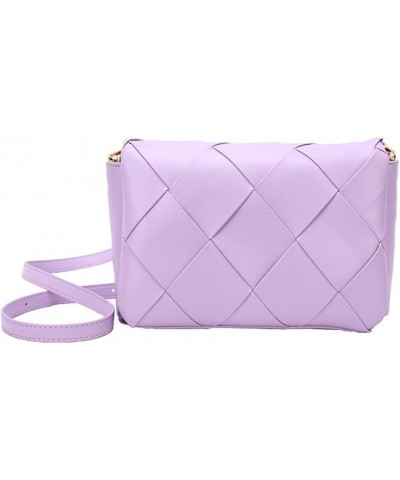 Woven Padded Crossbody Shoulder Handbag for Women Quilted Knitting Messenger Purse with Adjustable Strap Purple $17.85 Should...