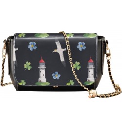 Lighthouse & Clovers Pattern Crossbody Bags for Women Retro Cross Body Purse Small PU Leather Shoulder Handbags with Chain St...