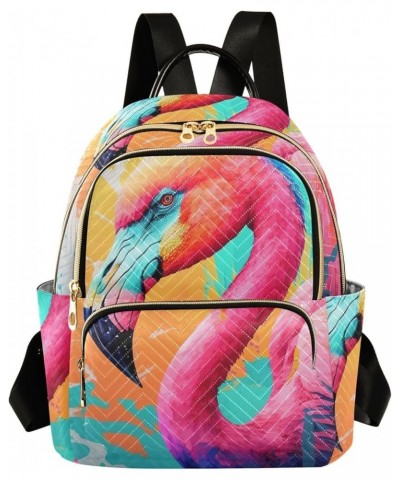 Small Fashion Backpack for Women Side View Flamingo Print Ladies Travel Daypack Aesthetic Shoulder Bag 11.4×6.1×14.1 IN $15.3...