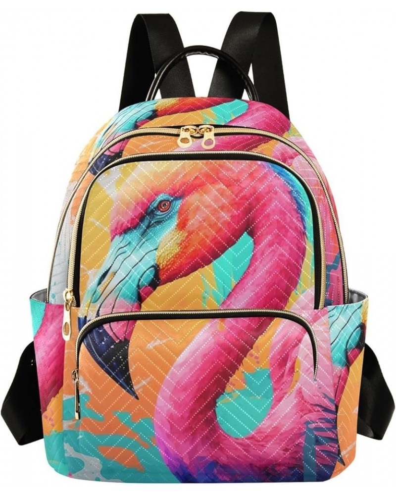 Small Fashion Backpack for Women Side View Flamingo Print Ladies Travel Daypack Aesthetic Shoulder Bag 11.4×6.1×14.1 IN $15.3...