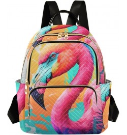 Small Fashion Backpack for Women Side View Flamingo Print Ladies Travel Daypack Aesthetic Shoulder Bag 11.4×6.1×14.1 IN $15.3...