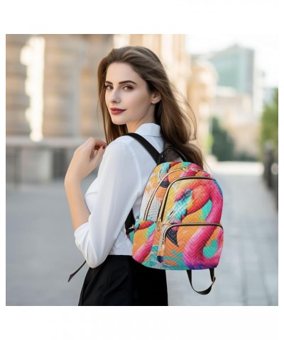 Small Fashion Backpack for Women Side View Flamingo Print Ladies Travel Daypack Aesthetic Shoulder Bag 11.4×6.1×14.1 IN $15.3...