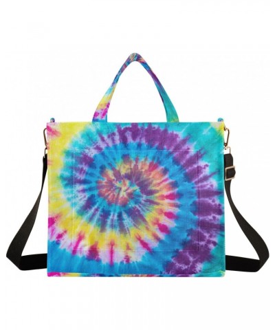 Women Colorful Tie Dye Swirl Corduroy Tote Bag Casual Handbags Fashion Shoulder Hobo bag $10.53 Totes