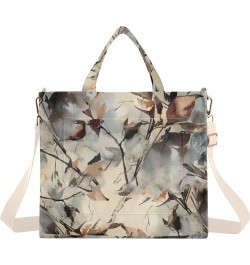 Floral Branch Leaves Green Shoulder Handbag Women Beach Tote Bag Tote Bags Aesthetic Laptop Big Purse Bag Leaf Floral Brown B...