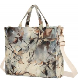 Floral Branch Leaves Green Shoulder Handbag Women Beach Tote Bag Tote Bags Aesthetic Laptop Big Purse Bag Leaf Floral Brown B...