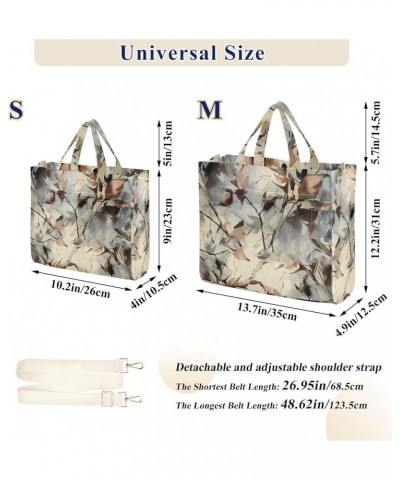 Floral Branch Leaves Green Shoulder Handbag Women Beach Tote Bag Tote Bags Aesthetic Laptop Big Purse Bag Leaf Floral Brown B...