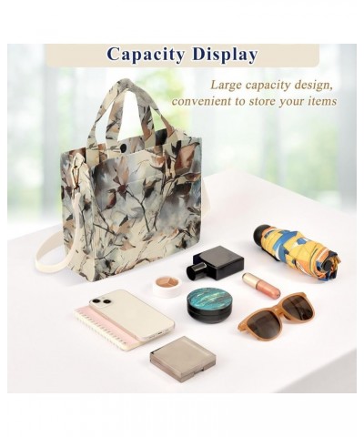 Floral Branch Leaves Green Shoulder Handbag Women Beach Tote Bag Tote Bags Aesthetic Laptop Big Purse Bag Leaf Floral Brown B...