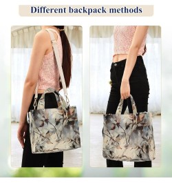 Floral Branch Leaves Green Shoulder Handbag Women Beach Tote Bag Tote Bags Aesthetic Laptop Big Purse Bag Leaf Floral Brown B...