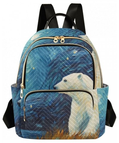 Medium Fashion Backpack for Women Painting Polar Bear Print Ladies Travel Daypack Aesthetic Shoulder Bag 11.4×6.1×14.1 IN $19...