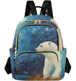 Medium Fashion Backpack for Women Painting Polar Bear Print Ladies Travel Daypack Aesthetic Shoulder Bag 11.4×6.1×14.1 IN $19...