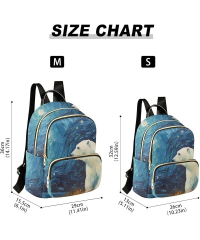 Medium Fashion Backpack for Women Painting Polar Bear Print Ladies Travel Daypack Aesthetic Shoulder Bag 11.4×6.1×14.1 IN $19...