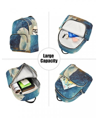 Medium Fashion Backpack for Women Painting Polar Bear Print Ladies Travel Daypack Aesthetic Shoulder Bag 11.4×6.1×14.1 IN $19...