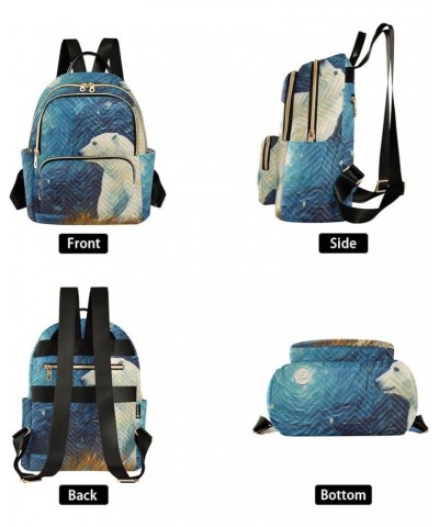 Medium Fashion Backpack for Women Painting Polar Bear Print Ladies Travel Daypack Aesthetic Shoulder Bag 11.4×6.1×14.1 IN $19...